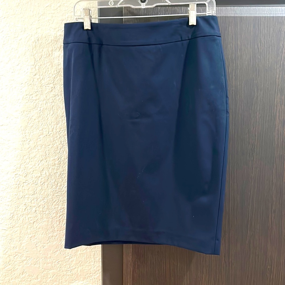Navy pencil skirt with stretch